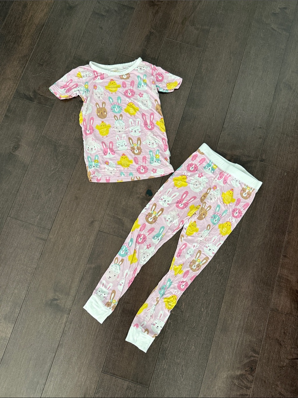 Little Sleepies Pink Pastel Parade Two-Piece Short Sleeve Pajama Set 3T